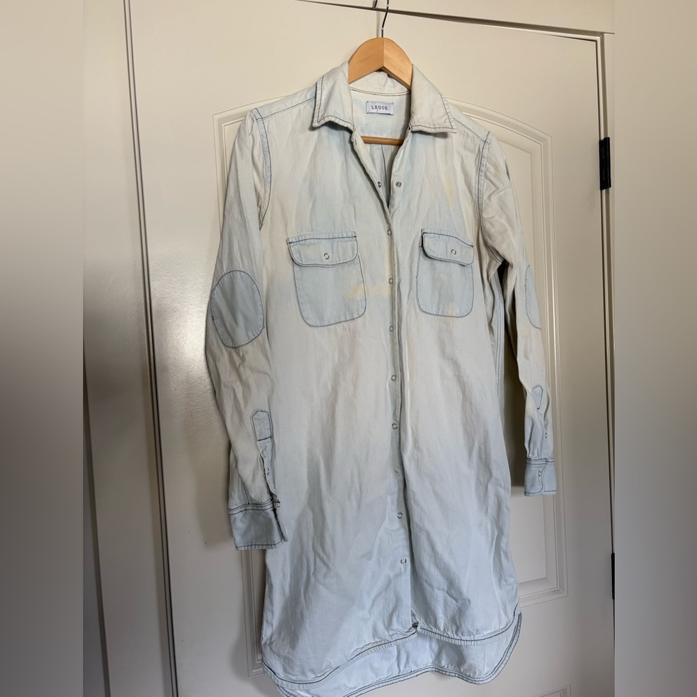 Legoe Heritage size 1 medium denim dress with snaps bleach denim